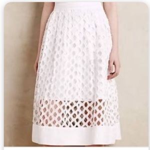Anthropologie white skirt with cut out details